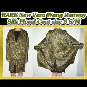 💚💛 New $2k VERA WANG Runway silk coat size 6